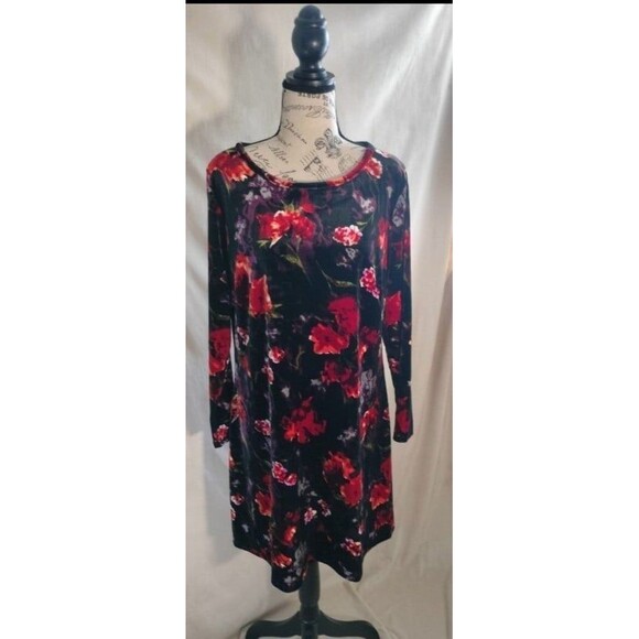 Joe Brown's Floral Purple & Red Velvet Dress Women's US Size 12. - Picture 2 of 6